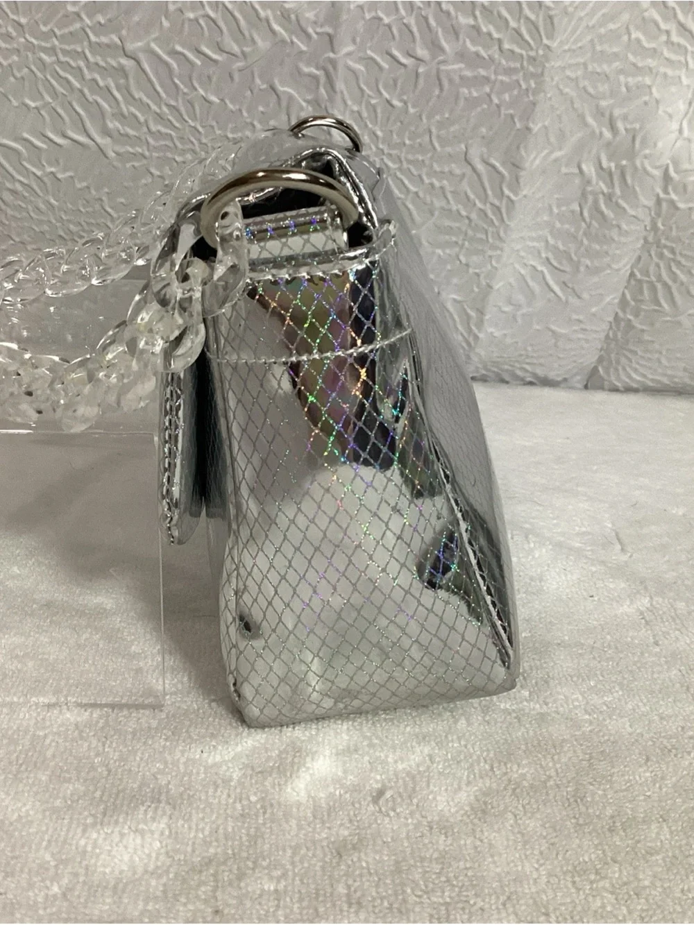Disney Store Silver Reflective FROZEN Elsa Shoulder Bag EUC Holographic Cute